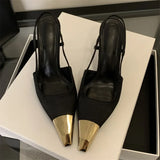 Eilyken Street Style Pointed Toe Women Pumps Fashion Slingbacks Thin High Heels Elegant Stripper Prom Ladies Sandals Shoes
