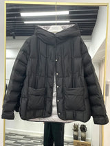 Winter Women 90% White Duck Down Coat Female Stand Collar Single-Breasted Puffer Jacket Casual Loose Hooded Parkas Coat Women