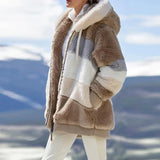 Oversized Jacket for Women Coat 2025 Autumn Winter Warm Plush Pocket Hooded Streetwear Loose Lady Zipper Cashmere Outerwear Coat