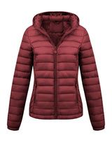 Women's Fashion Winter Padded Coat - Minimalist Hooded Puffer Jacket with Pockets for Fall/Winter