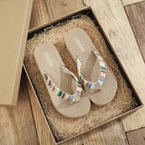 Women's Fashion Trend, Anti Slip, Wear-resistant, Comfortable Soft Bottom, Ethnic Style Flat Heel Flip Flops