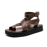 AIYUQI Sandals Women Genuine Leather 2026 Summer New Clip Toe Sandals Ladies Roman Women Shoes Muffin Sandals WHS MTO