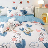 Lovely Cartoon King Size Duvet Cover Set 220x240 Skin Friendly Double Bed Quilt Cover Blanket Comforter Cover and Pillowcase