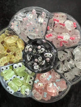 50Pcs Leopard Sanrio 3D Resin Nail Charms Mixed Kuromi My Melody Kitty Nail Parts DIY Manicure Decor Accessories