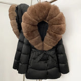 Natural Fur Collar Down Jacket Women Winter 2026 High Quality Duck Down Puffer Parka Windproof Warm Down Coat Outerwear New
