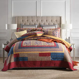 Vintage Patchwork Cotton Quilt Set 3PCS King/Queen - All-Season Thin Comforter Bedspread,Breathable Quilted Coverlet Bedding