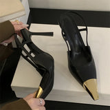 Eilyken Street Style Pointed Toe Women Pumps Fashion Slingbacks Thin High Heels Elegant Stripper Prom Ladies Sandals Shoes