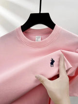 2026 Summer Men's Knitted Cotton Short Sleeved T-shirt Fashionable and Comfortable Printed Breathable Top