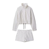 TARUXY Fashion Polka Dot Print Jacket Coat Women's Stand Collar Long Sleeved Workwear Coat Ins Hot Short Casual Female Jackets