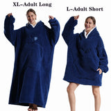 Women Plush Fleece Blanket Men Warm Thick Hoodies Adult Giant TV Blanlets with Sleeves Super Long Cold-proof Homewear Pajamas