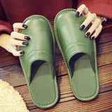 Luxury Men Leather Handmade Women Home Slippers Autumn Winter Plush Slip on Soft Black Brown Bedroom Indoor Flat Men Shoes