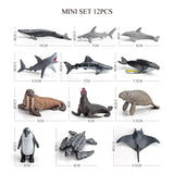 Realistic Mini Ocean Animal Figurines Plastic Marine Sea Creatures Whale Shark Dolphin Turtle Penguin Model Playset Gift for Kid