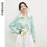 SENTUBILA Lyocell Shirt Women Sun Protection See-Through Tops 2026 Spring Summer Short Shirt Jacket Woman Shackets Q61WF6012