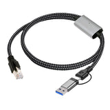 JonISerl USB to Ethernet Cable 6FT,USBC to RJ45 5G LAN Network Cable USB 3.0 A Type C Male to RJ45 Connector Compatible