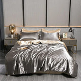 Luxury 100% Silk Bedding Set with Duvet Cover Set Double King Queen Size Bedding Cover Kit 4pcs Bed Cover Bed Linen Sets