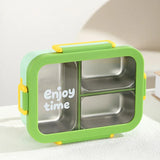 JUSTINLAU 304 Stainless Steel Lunch Box Compartment Leak-proof Student Office Workers Bento Box with Tableware Food Container