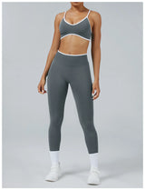 Sculpting Color Block Yoga Set with Tummy Control Shorts