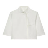 Women's Cropped Short Blazer New 2026 Spring Summer High-Neck Short Sleeve Button Simple Solid Women Coat Female Chic Tops