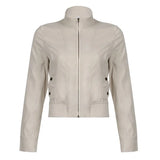 Women Jacket Pocketd Long Sleeve dCasual Zipper Coats Slim Fit Turn Down Collar Solid Outwear Elegant Lady Autumn 2024