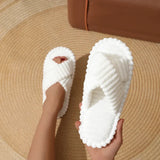 Fashion Corduroy Cross Band Home Slippers Women Spring Autumn Warm Plush Slides Woman Indoor Bedroom Soft Sole Cotton Slippers
