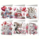 6-Piece/Set DIY Diamond Painting Kit Birthday Card Kit, Unique Flower Pattern Design, Rhinestone Diamond Painting Art Mosaic Pos