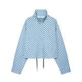MUJER Polka Dot Bomber Jackets for Women Oversized Cropped Jacket Woman Long Sleeve Women's Jacket Fashion Winter Coat Female