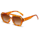 Hiking Women Fashion Polygonal Double Bridge Anti Light Glasses Luxury Minimalist Leopard Pattern Design Eyeglasses UV400