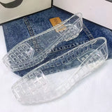 Spring and Summer New Korean Style Transparent Crystal Shoes for Women, Comfortable Closed-Toe Hollow Sandals, Soft and Fashionable Dongdaemun Jelly Shoes, Slip-On Slippers