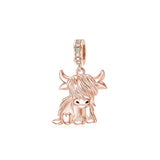 Fashionable 925 Sterling Silver Highland Cow Animal Pendant Suitable for Bracelets, Necklaces, DIY Women's Jewelry Accessories
