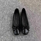 2026 New Women's Patent Leather Bow Ballet Flats, Square Toe Soft Sole Slip-on Casual Shoes for Spring Summer