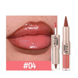 2IN1 Tapered Gradient Lipliner Pen Nude Brown Mirror Glass Lip Gloss Matte Lip Liner Waterproof Lip Contour Non Stick Makeup