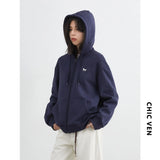 CHIC VEN Korean Women Sweatshirts Loose Casual New Hooded Female Top Drawstring Ladies Jacket Fleece Pullover Autumn Winter 2025