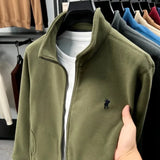 Luxury brand men's jacket winter thick plush warm pockets new coat fashion classic Paul embroidery zipper stand up collar top