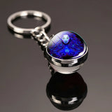 12 Constellation Key Chain Luminous Double Sided Glass Ball Pendant 12 Zodiac Key Chain Fashion Birthday Gift for Men and Women