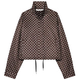 HXAO Polka Dot Bomber Jacket Women's Jackets Demi-Season Oversized Long Sleeve Top Outerwear Aviator Plus Size Zip Up Crop Coats