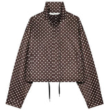 HXAO Polka Dot Bomber Jacket Women's Jackets Demi-Season Oversized Long Sleeve Top Outerwear Aviator Plus Size Zip Up Crop Coats
