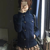 Vintage Cropped Jackets Women Harajuku Casual Slim Fit Zipper Coat Y2K Streetwear Long Sleeve Outerwear Autumn New Arrival
