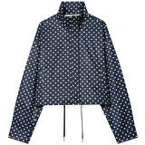 HXAO Polka Dot Bomber Jacket Women's Jackets Demi-Season Oversized Long Sleeve Top Outerwear Aviator Plus Size Zip Up Crop Coats