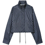 HXAO Polka Dot Bomber Jacket Women's Jackets Demi-Season Oversized Long Sleeve Top Outerwear Aviator Plus Size Zip Up Crop Coats