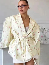 Tossy Elegant Commute Suit jacket Female Lace-Up Loose Pocket Patchwork Lapel Party Looks Outwear For Women Bandage Coat jacket