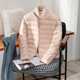 2024 New Autumn Winter Warm Ultra Light Weight Puffer Coats Down Jacket Women Slim Jacket Female Fashion White Duck Down Coat