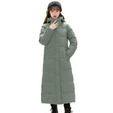 2024 Oversized Coat Hooded Long Sleeve Pockets Side Slit Hem Down Jacket Pockets Thickened Long Warm Down Cotton Outwear