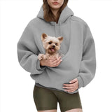 Pet Carrier Sweatshirt Hoodie for Small Dogs and Cats, Hands-Free Wearable Pouch Front Pack, Cozy Travel Walking Hiking Outfits