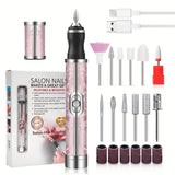 LINMANDA Rechargeable Electric Nail Grinder Nail Polishing Machine Portable Mini Electric Driil Pedicure Kit for Home Salon