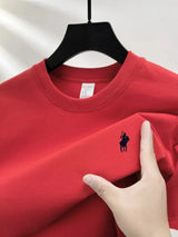 2026 Summer Men's Knitted Cotton Short Sleeved T-shirt Fashionable and Comfortable Printed Breathable Top