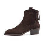 New 2025 Trend Autumn Winter Cow Suede Women Western Boots Black Brown Khaki Purple Green Burgundy Pointed Toe Lady Ankle Boots