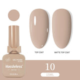 Single-use 15ml gel nail polish, convenient for home or salon manicures, easy to remove.