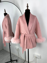 TARUXY Fox Fur Woolen Coats Women's Short Coat Office Lady Removable Elegant Double-sided Wool Overcoat 2025 New Cardigan Jacket