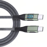 HOMEFISH LED Digital Display Dual Head Type-C Super Fast Charger 100W 6A Compatible with Huawei Xiaomi Phone PD Charging Cable