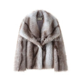 Neo Mint 2025 Winter Exclusive Striped Faux Fur Jacket Women Overcoat Brand Blogger Fashion Fluffy Fox Fur Collar Coat Outerwear